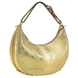 Bolsa de Ombro FENDI em Couro Dourado Auth 194668SAV Dourado