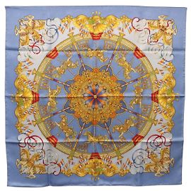 Hermès Foulard HERMES Carre 90 Seta Blu Auth 193599M Blu