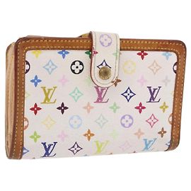 LOUIS VUITTON Multicolor Porte MonnaieViennois Wallet White M92987 Auth 191958 Blanc