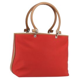 Borsa Tote Salvatore Ferragamo Gancini Canvas Rossa Argento Auth 193384V Argento Rosso