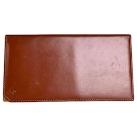 Carteira Vintage Yves Saint Laurent em couro liso Marrom Gold Marrom