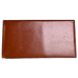Vintage Yves Saint Laurent Smooth Leather Wallet Brown Gold Brown