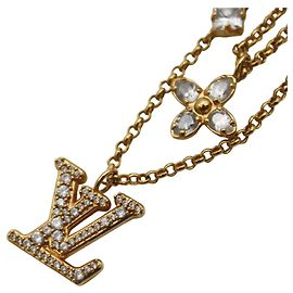 Colar Louis Vuitton strass dourado Dourado
