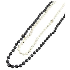 Collier Chanel ABD279 Noir Blanc Doré