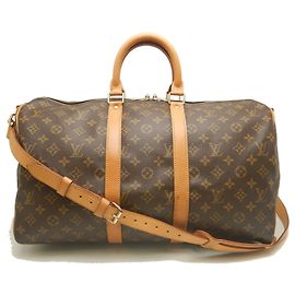 Louis Vuitton Monogram Keepall Bandoulière 45 Boston Bag Marron