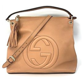 Gucci Soho Leather Beige Handbag Beige