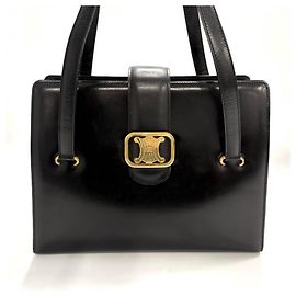 Céline CELINE Leather Triomphe Handbag Black