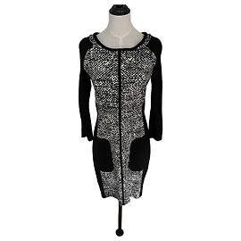 Vestido midi preto e branco Karen Millen Preto Branco Multicor