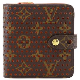 Louis Vuitton Compact Zip Perforated Monogram Canvas Castaño