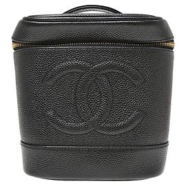 Chanel Vintage Timeless Cosmetic Case Caviar Tall Noir