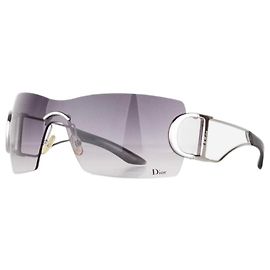 Dior by Galliano 2000s ‘Diorly 2’ Logo Wrap Mask Shield Sunglasses Brown