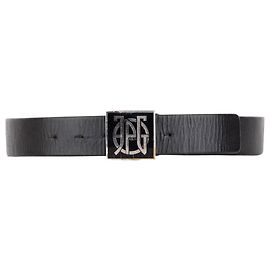 Jean Paul Gaultier 90s Logo Buckle Belt Black