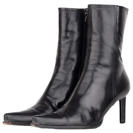 Prada 2000s Pointed-Toe Western Ankle Heel Boots Black