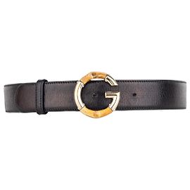Gucci by Frida Giannini 2010s Bamboo Buckle Leather Belt Black