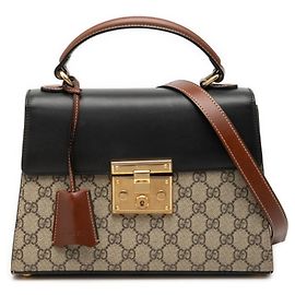 Bolsa Gucci GG Supreme Padlock Marrom Preto Bege