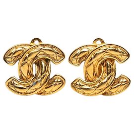 Boucles d'oreilles clips Chanel Matelassé Vintage Doré