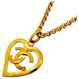 Collier Chanel plaqué or avec motif cœur Coco Mark Doré