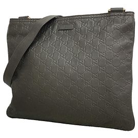 Gucci Dark Brown Leather Shoulder Bag Dark brown