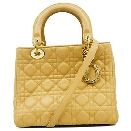 Borsa a mano Christian Dior Cannage Lady Beige