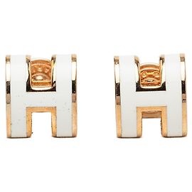 Hermès Pendientes Hermes Pop H Mini Blanco Dorado
