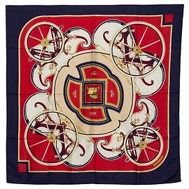 Hermès Carré 90 Washington's Carriage Scarf Multicolore Blu navy