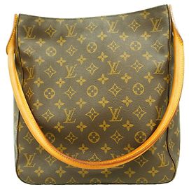 Sac à épaule Louis Vuitton Monogram Looping GM Marron