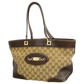 Borsa Tote Gucci GG Canvas Horsebit Marrone Beige