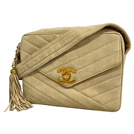 Borsa a tracolla Chanel in camoscio beige Beige