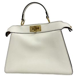 Fendi Peekaboo I.U Lederhandtasche Weiß