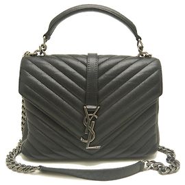 Bolsa de Ombro Yves Saint Laurent College Preto