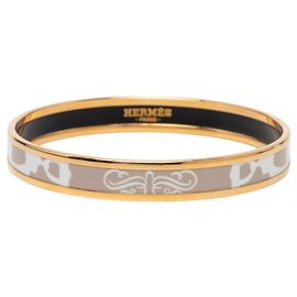 Hermès Bracciale Hermes Email PM Cloisonné Bianco Beige D'oro