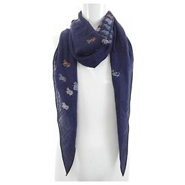Hermès Hermes Navy Silk and Cashmere Stole Navy blue