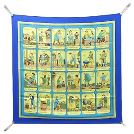 Hermès Lenço Hermes L'ALPHABET DES METIERS Carre Azul