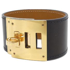 Hermès Pulseira de berloque Hermes Kelly Dog Preto Dourado