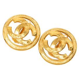 Boucles d'oreilles clips Chanel Vintage Coco Mark Doré