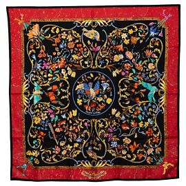 Hermès Lenço Hermes Carre 90 PIERRES d' ORIENT et OCCIDENT Preto Multicor