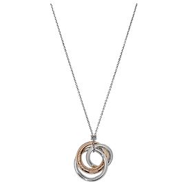 Colar com Pendente Tiffany & Co. 1837 Interlocking Circle Prata Dourado