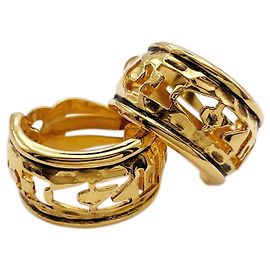 Orecchini a cerchio Chanel Vintage Logo Cutout D'oro