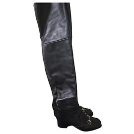 Bottes cuissardes Gucci en cuir noir avec mors Noir
