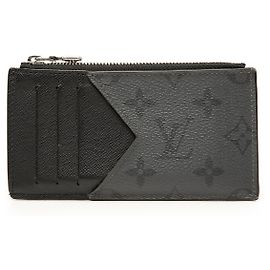 Louis Vuitton Monogram Eclipse Reverse Taigarama Münz-Kartenhalter Schwarz Schwarz