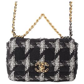 Bolsa Chanel Medium Tweed 19 Flap Satchel Preta Preto