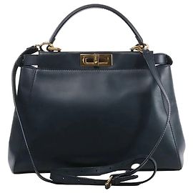 Fendi Peekaboo Regular Leather 2Way Handbag in Navy Blue 8BN226 Navy blue