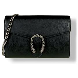 Gucci Dionysus chain wallet in black leather Black