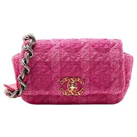 Bolsa de aba Chanel em tweed rosa Rosa