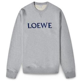 LOEWE grauer Baumwoll-Sweatshirt mit gesticktem Logo Blau Grau