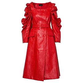 Simone Rocha Fall 2018 Runway Trench Coat de algodón con revestimiento de hoja UK6 Roja