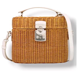 Bolsa Miu Miu de vime e couro branco Marrom Branco