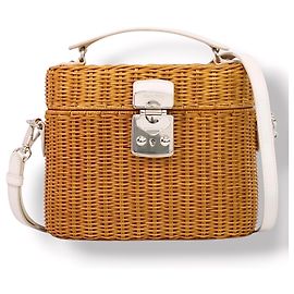 Borsa Miu Miu in vimine e pelle bianca Marrone Bianco