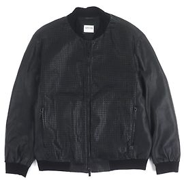 Giacca in pelle di pecora Armani Collezioni Nero
