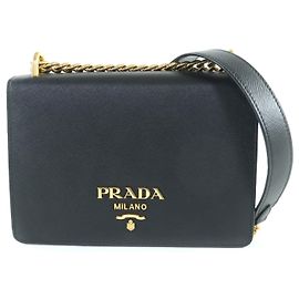 Borsa a tracolla Prada 1BD133 in pelle Saffiano Nero